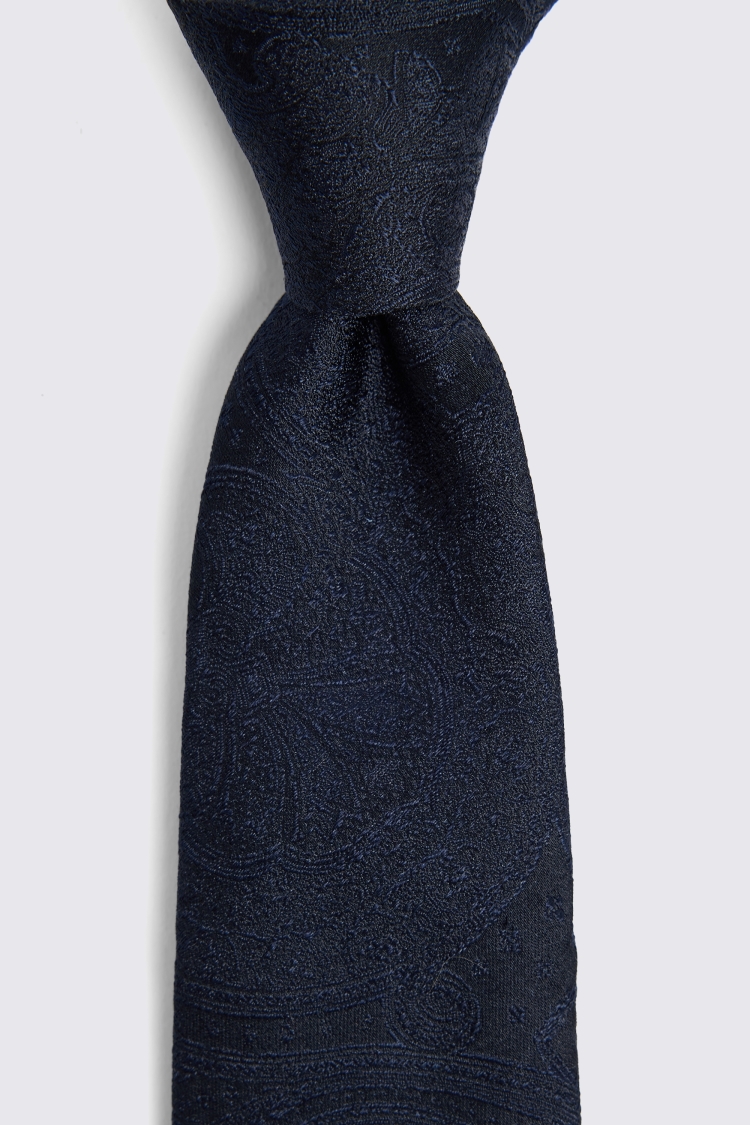 Navy Wedding Paisley Tie