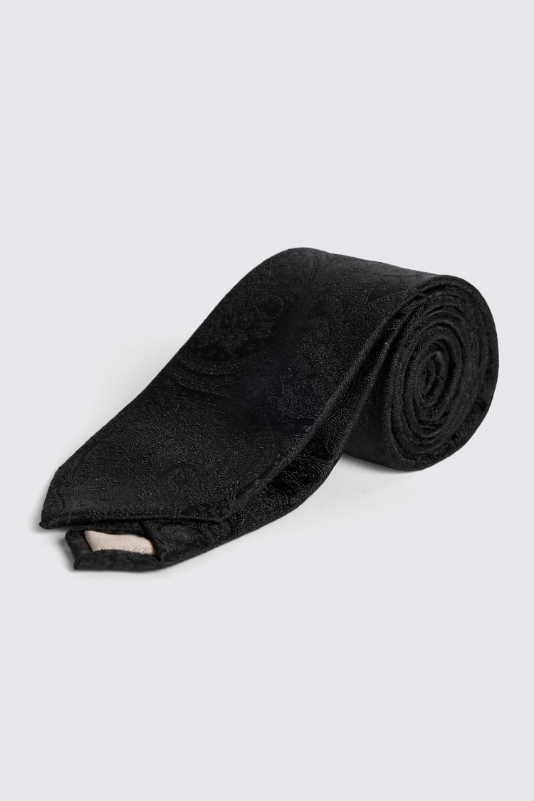 Black Wedding Paisley Tie