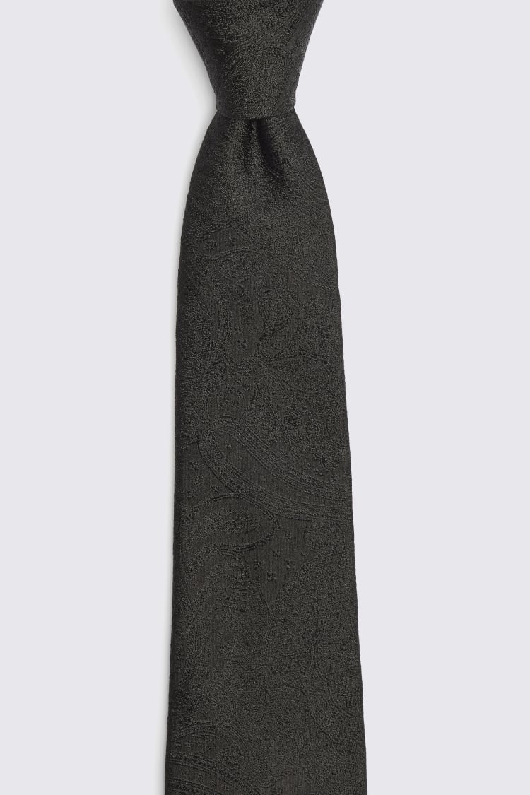 Black Wedding Paisley Tie