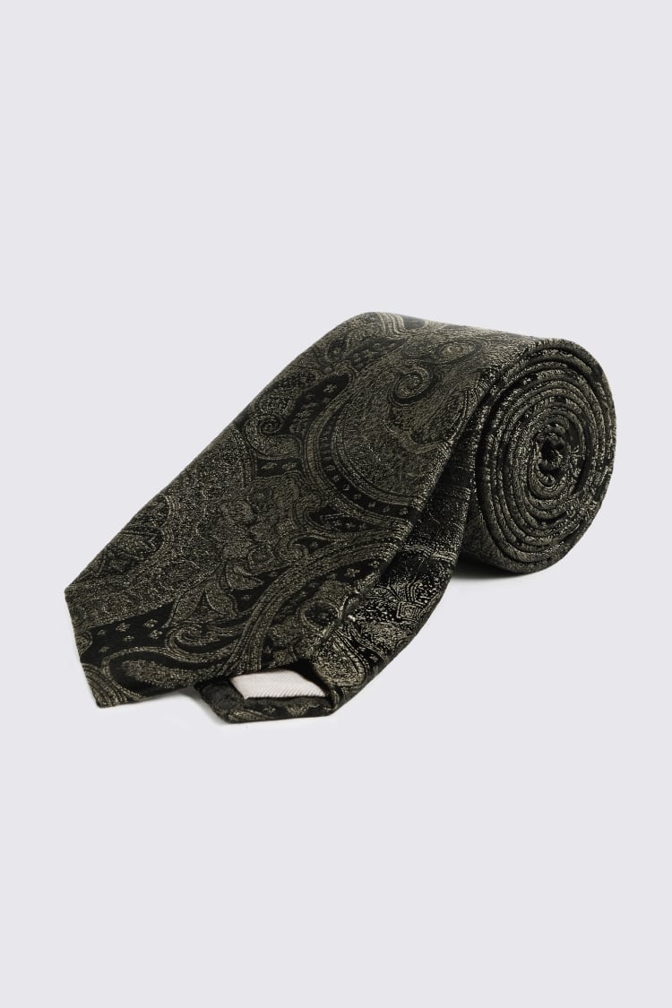 Olive Wedding Paisley Tie