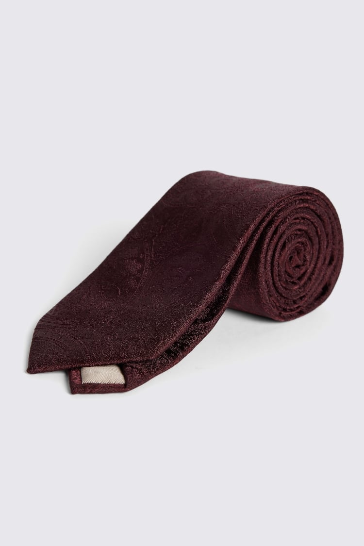 Burgundy Wedding Paisley Tie