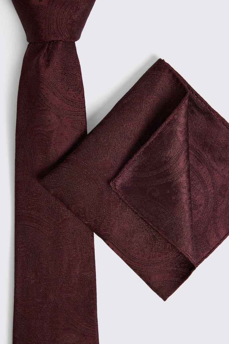 Burgundy Wedding Paisley Tie