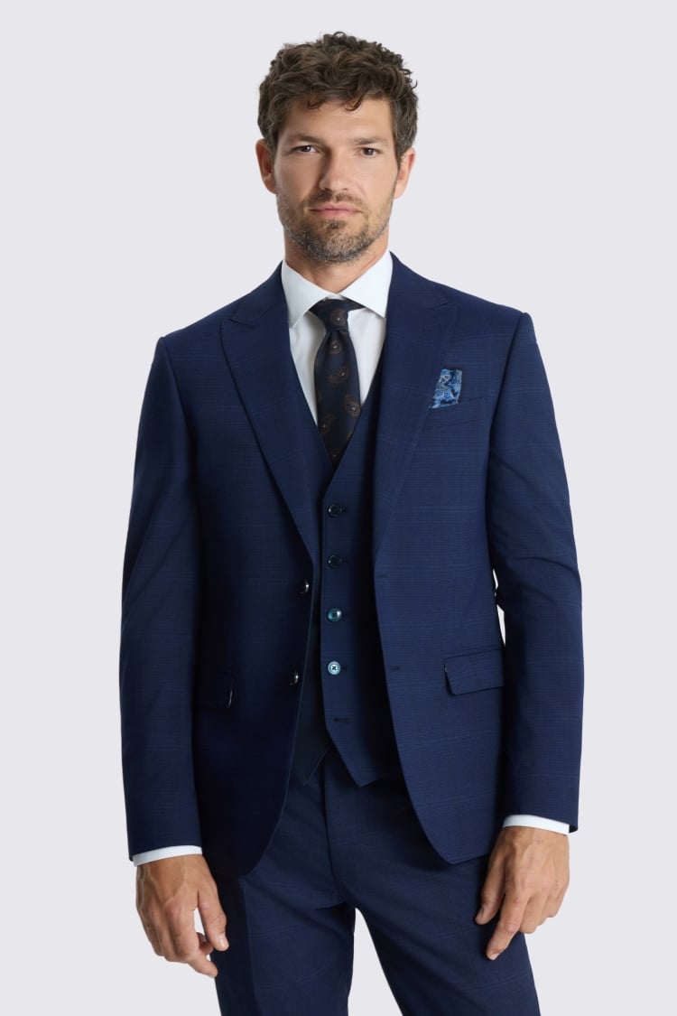 Slim Fit Navy Check Suit