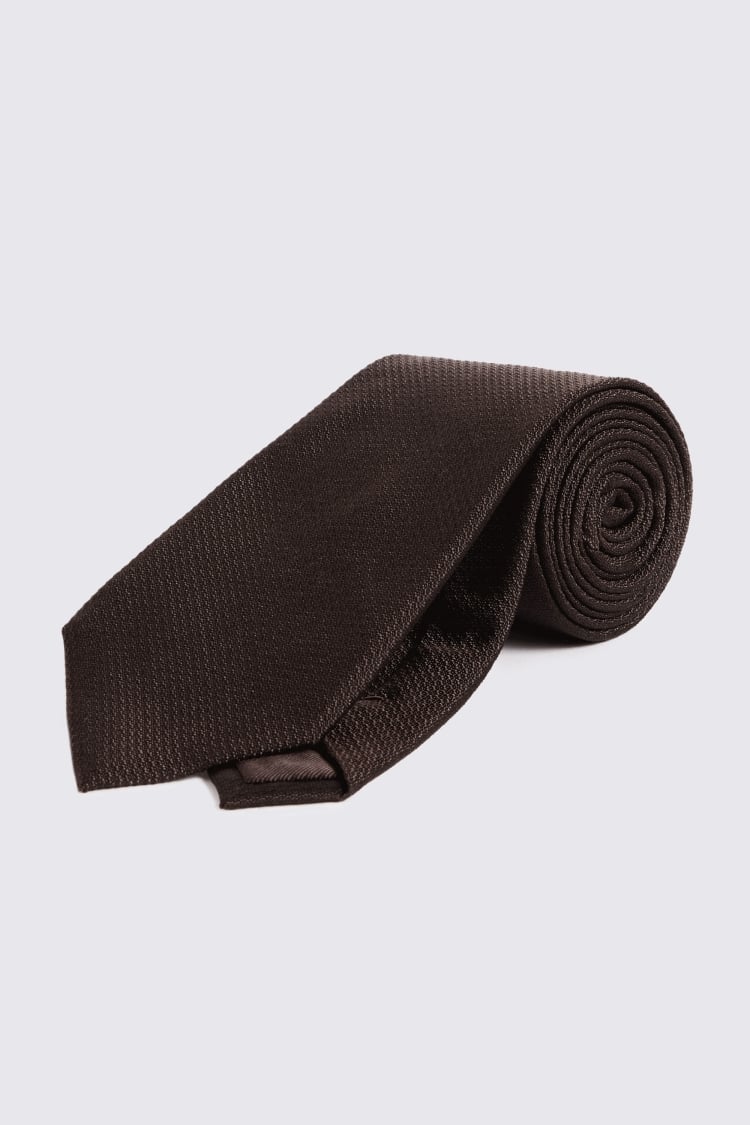 Dark Brown Silk Semi Plain Tie