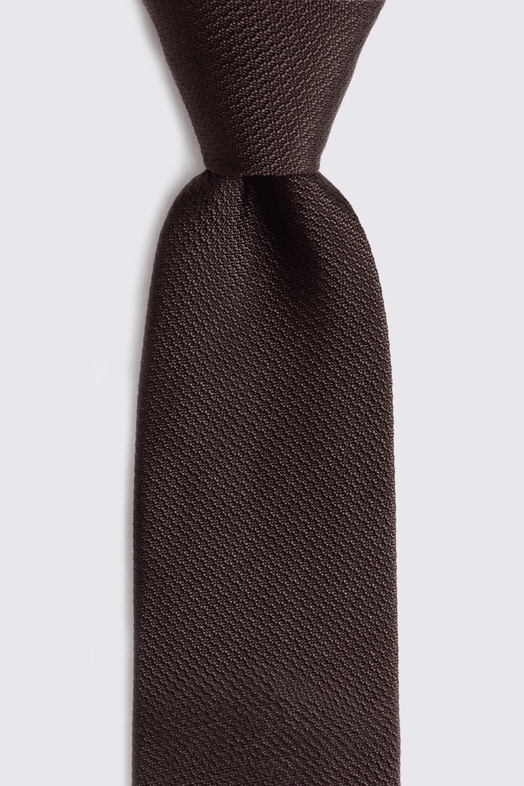 Dark Brown Silk Semi Plain Tie