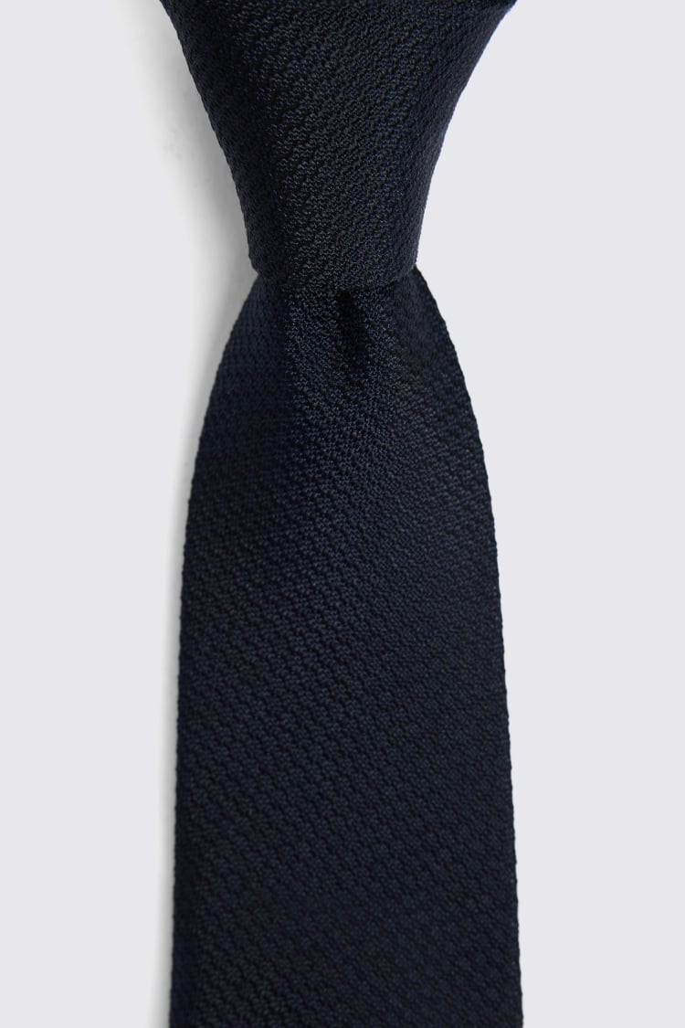 Navy Silk Semi Plain Tie