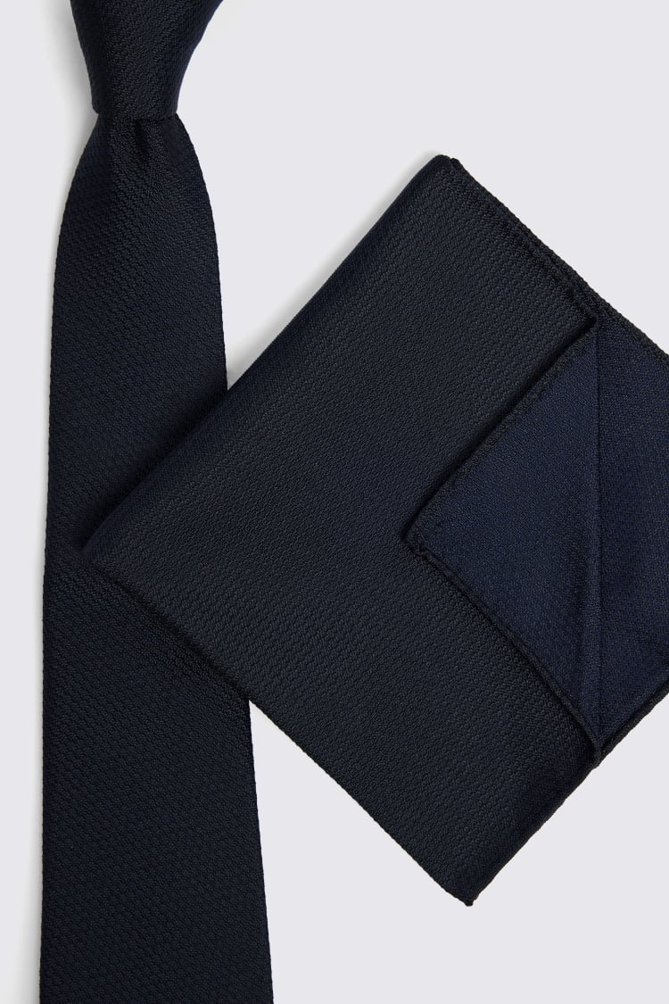 Navy Silk Semi Plain Tie