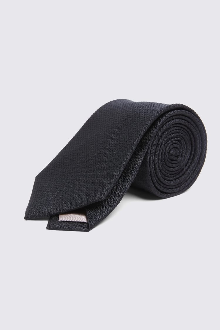 Black Silk Semi Plain Tie