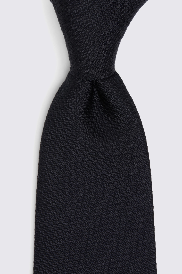 Black Silk Semi Plain Tie