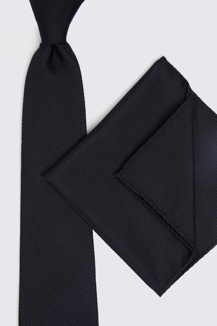 Black Silk Semi Plain Tie