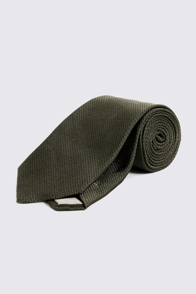 Olive Silk Semi Plain Tie