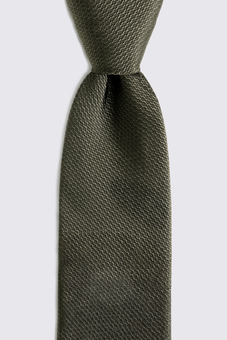 Olive Silk Semi Plain Tie