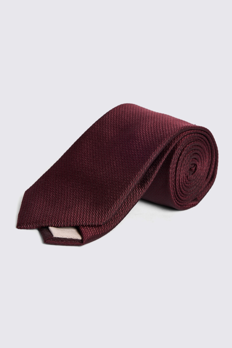 Burgundy Silk Semi Plain Tie | Buy Online at Moss