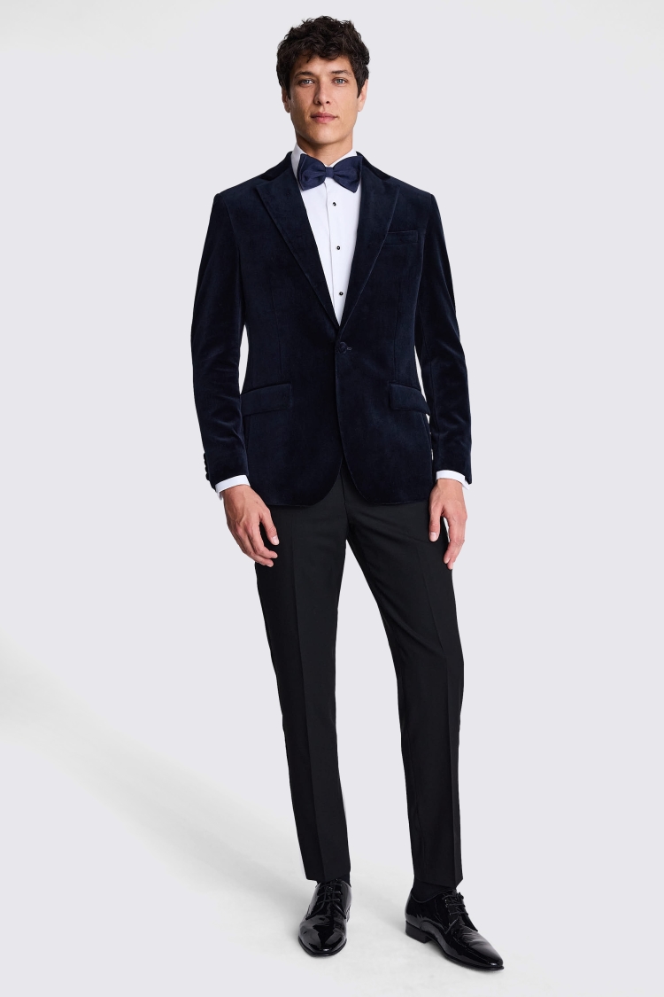 Tailored Fit Navy Velvet Jacket