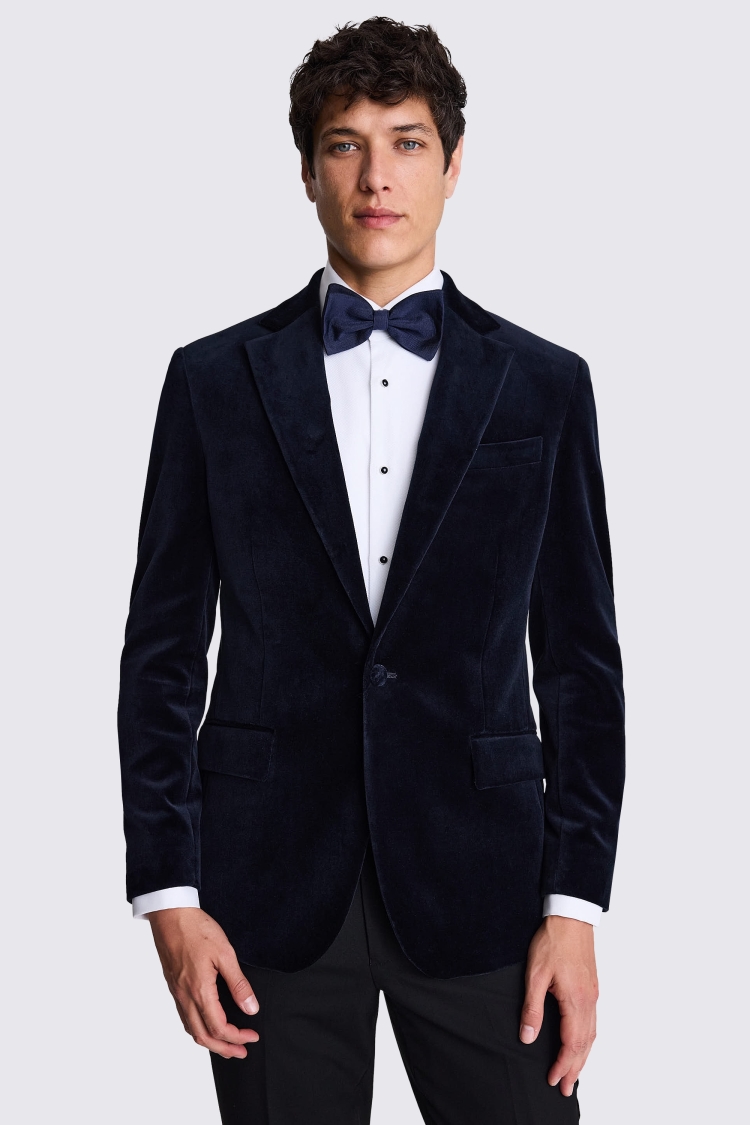 Tailored Fit Navy Velvet Jacket