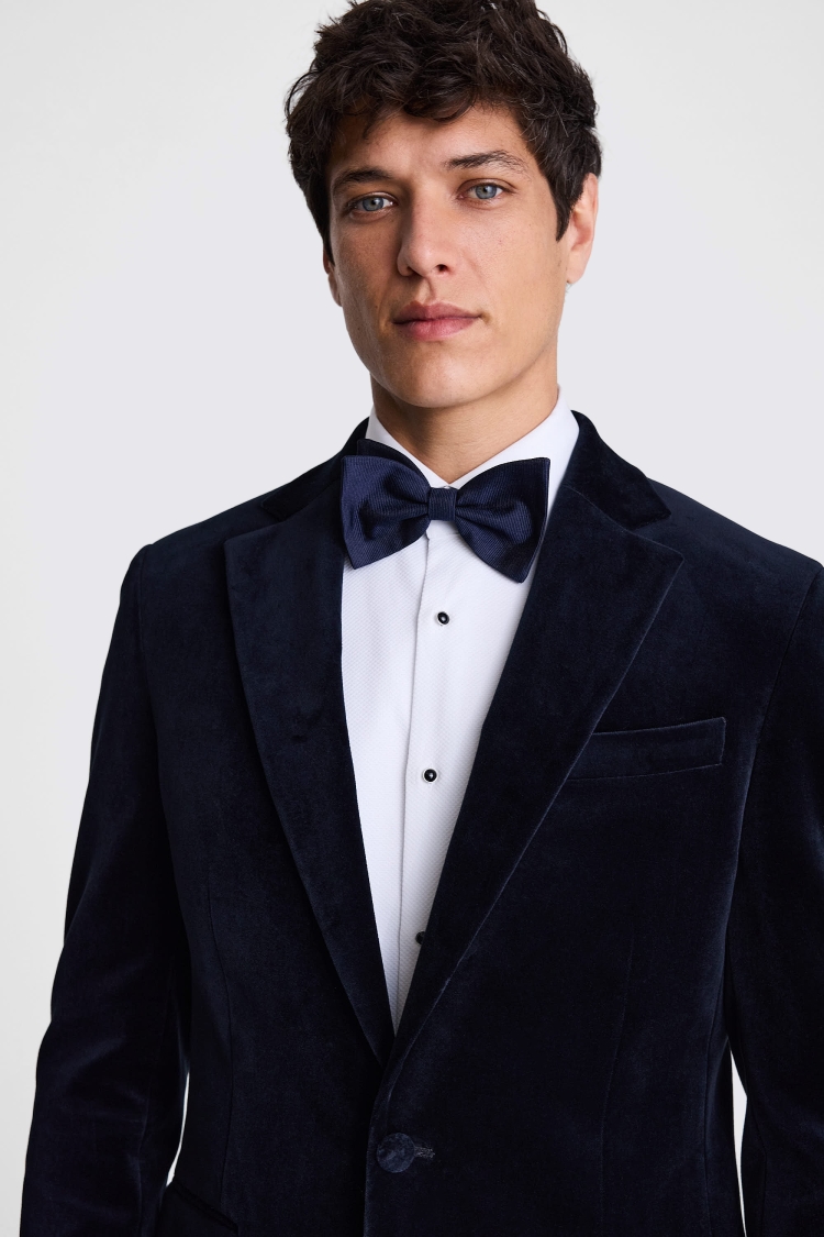 Tailored Fit Navy Velvet Jacket