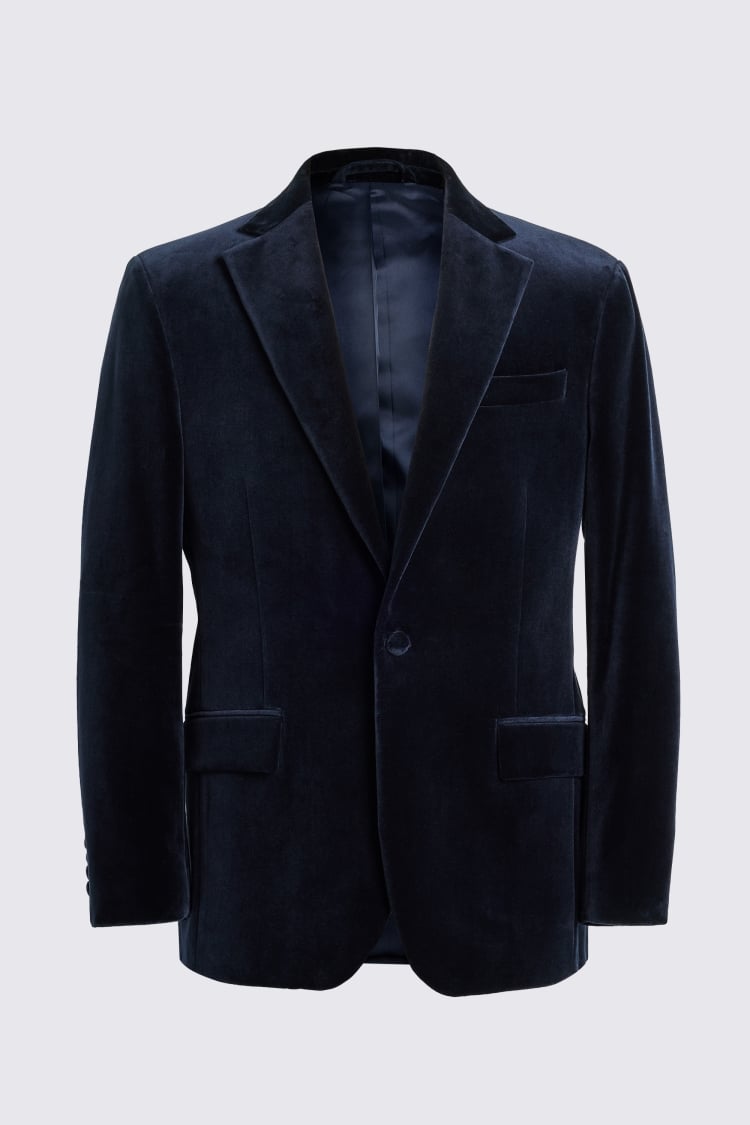 Tailored Fit Navy Velvet Jacket