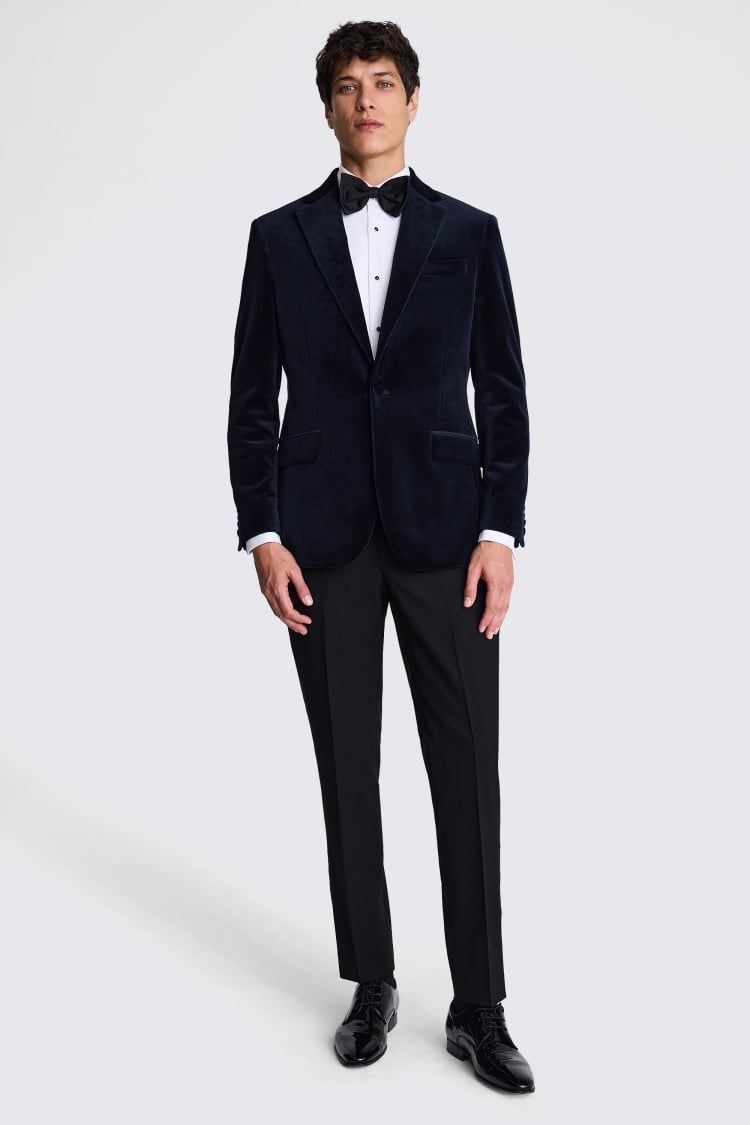 Regular Fit Navy Velvet Jacket