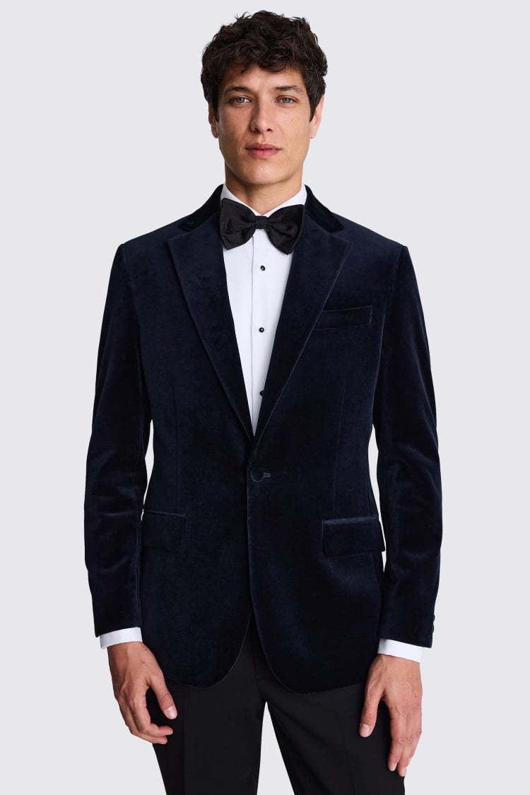 Regular Fit Navy Velvet Jacket