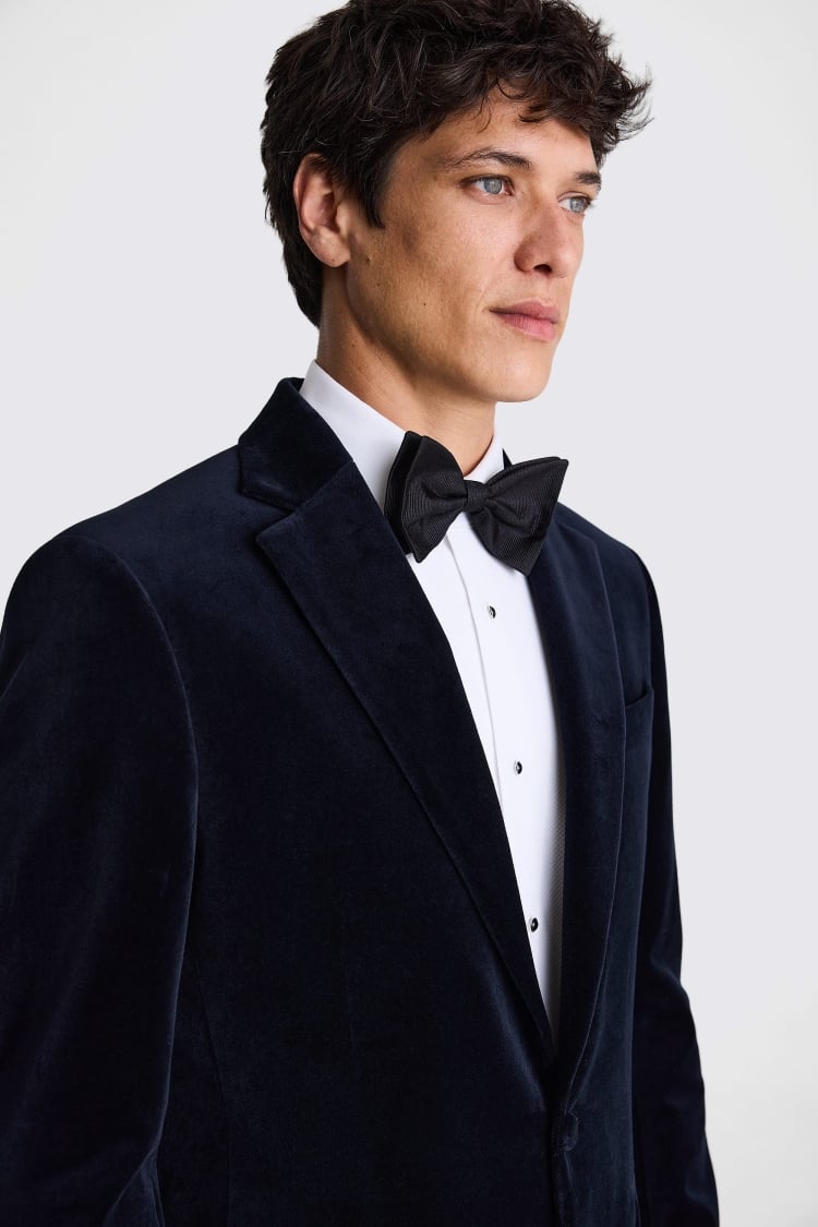 Regular Fit Navy Velvet Jacket