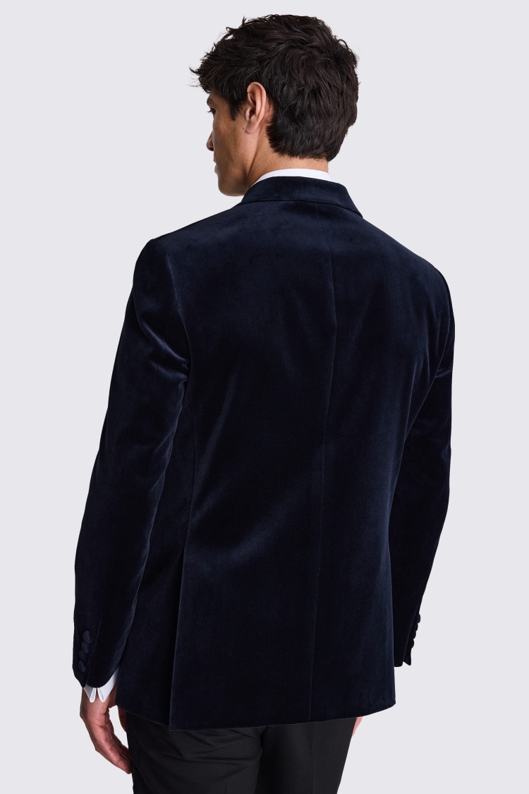 Regular Fit Navy Velvet Jacket