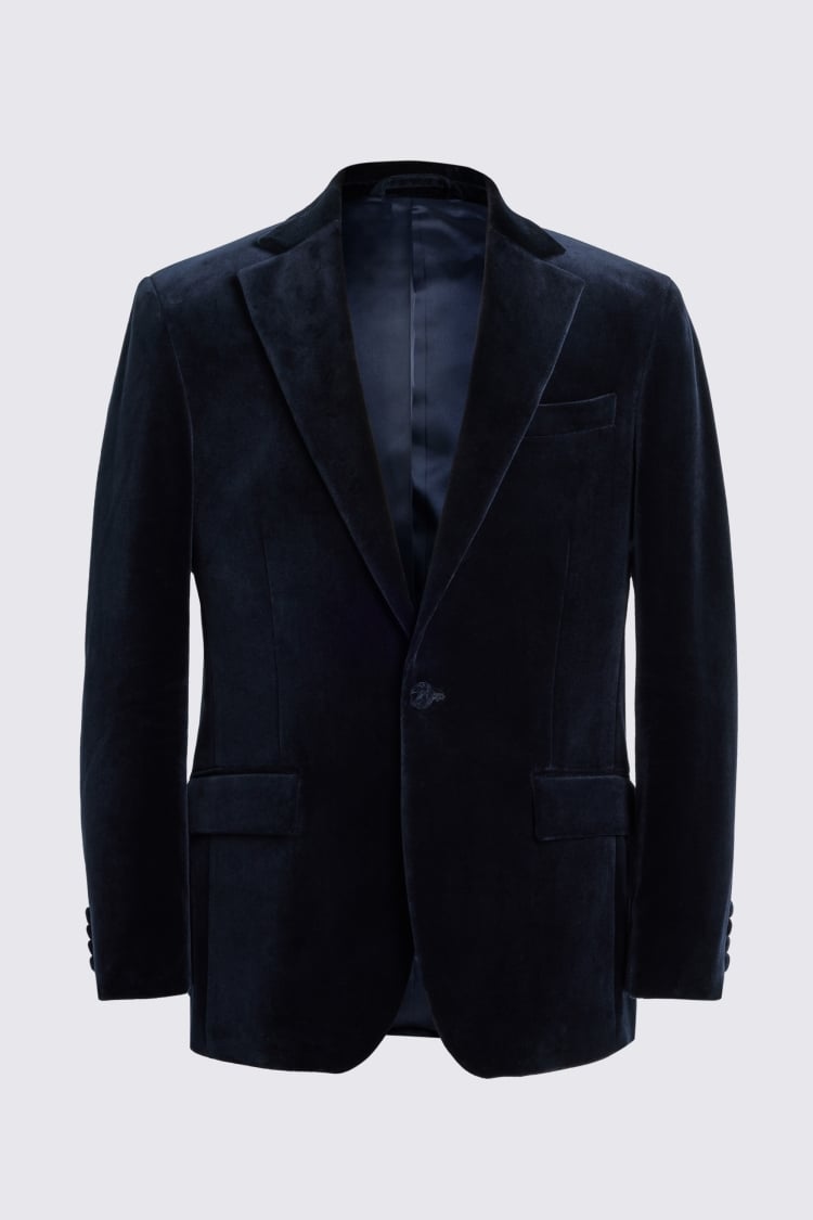 Regular Fit Navy Velvet Jacket