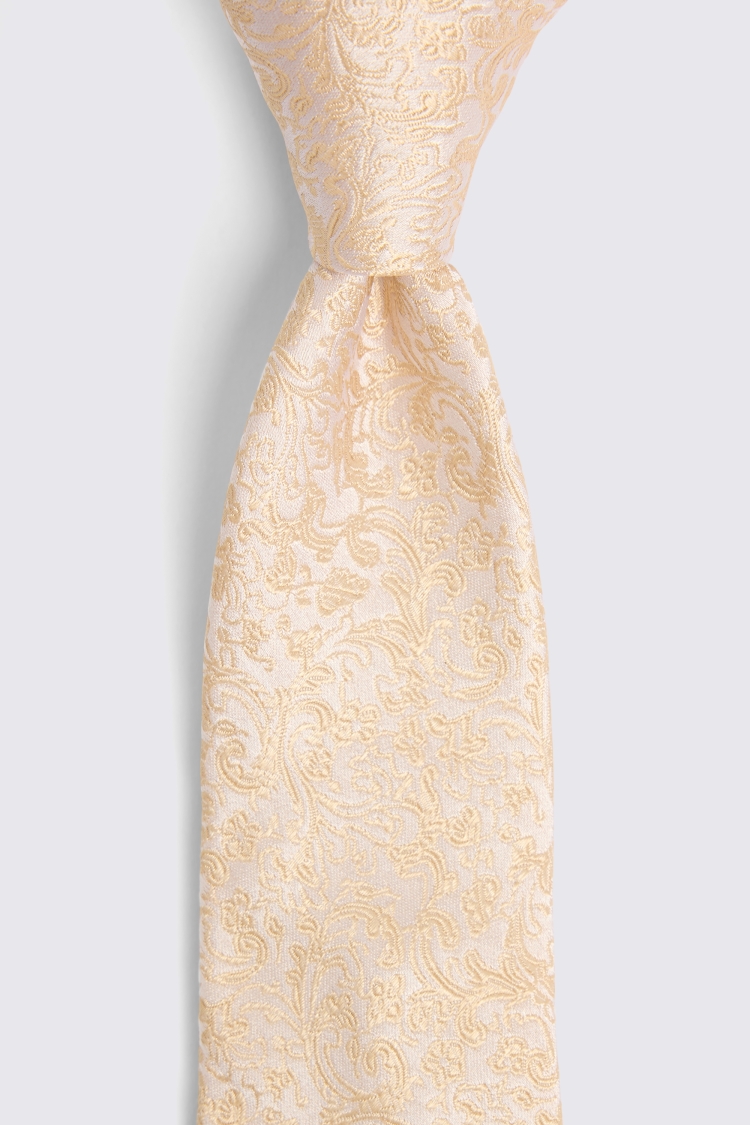 Champagne Floral Swirl Silk Tie