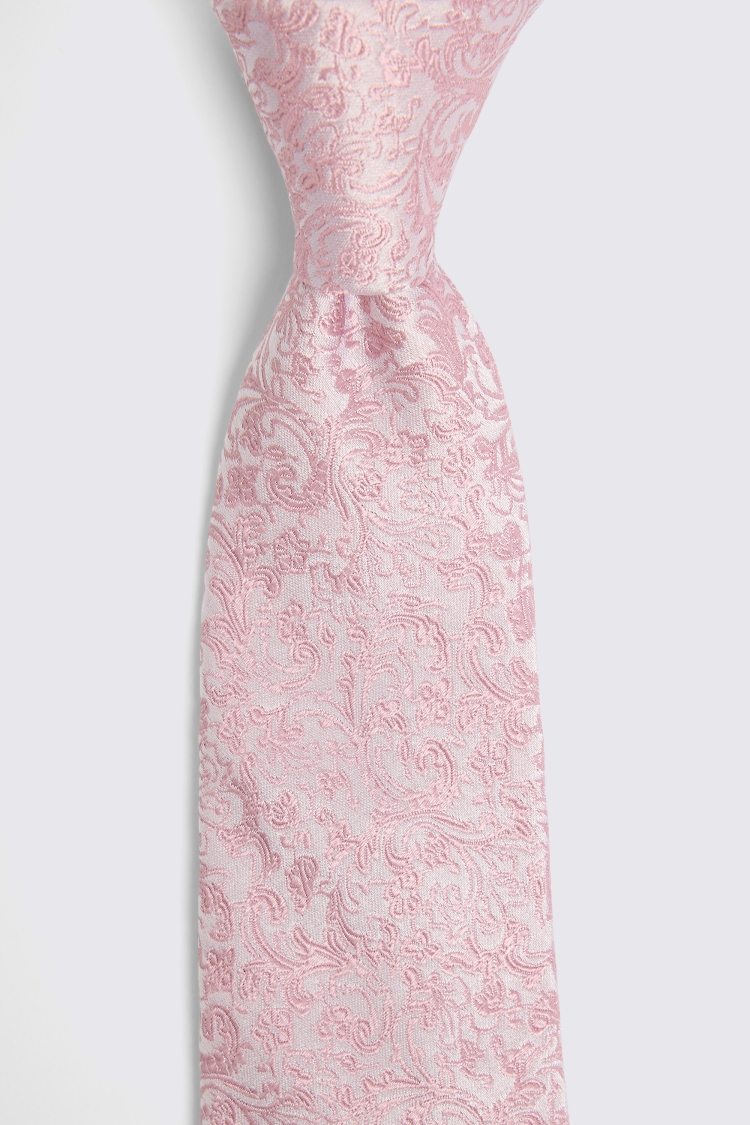 Dusty Pink Floral Swirl Silk Tie