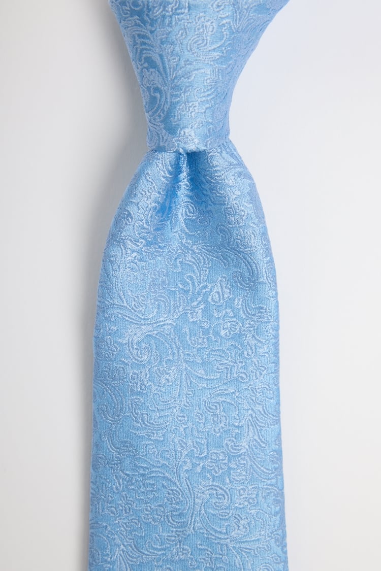 Sky Blue Floral Swirl Silk Tie