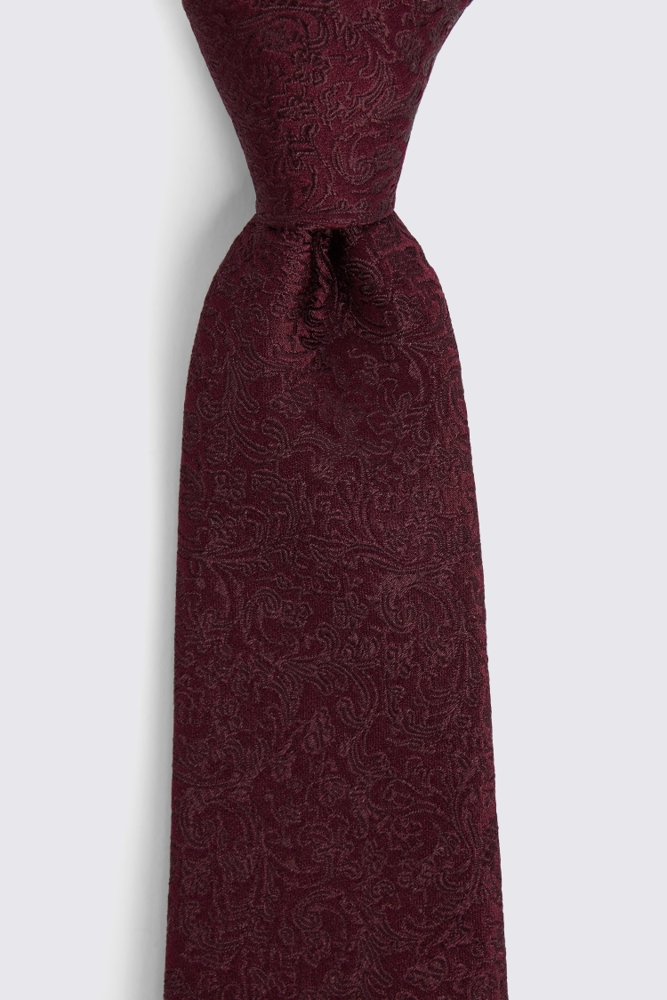 Burgundy Floral Swirl Silk Tie