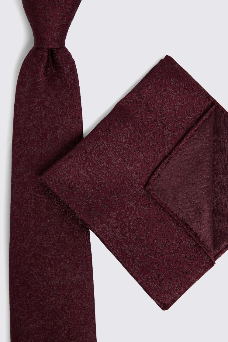 Burgundy Floral Swirl Silk Tie