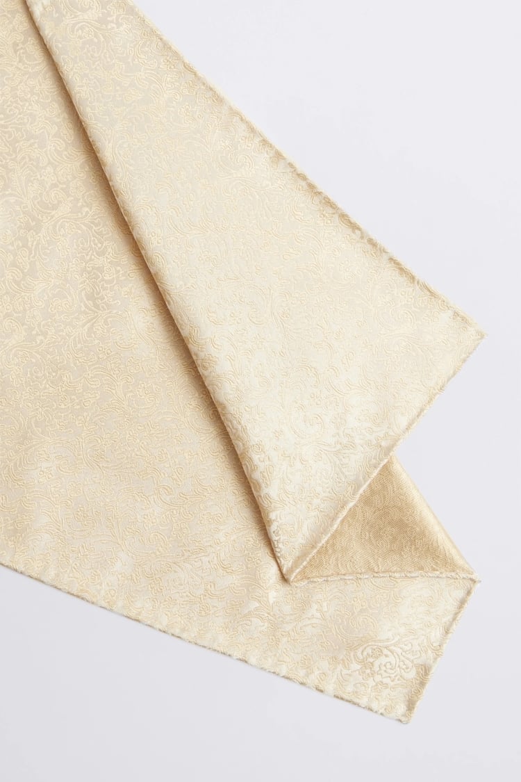 Champagne Floral Swirl Silk Pocket Square