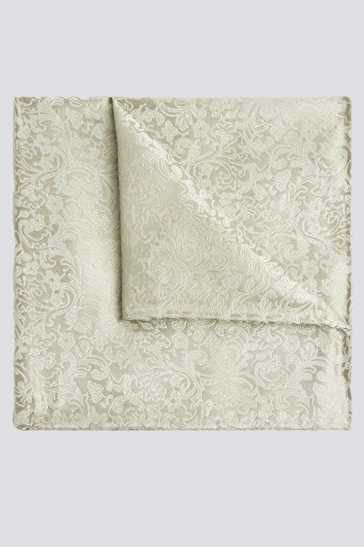 Sage Floral Swirl Silk Pocket Square