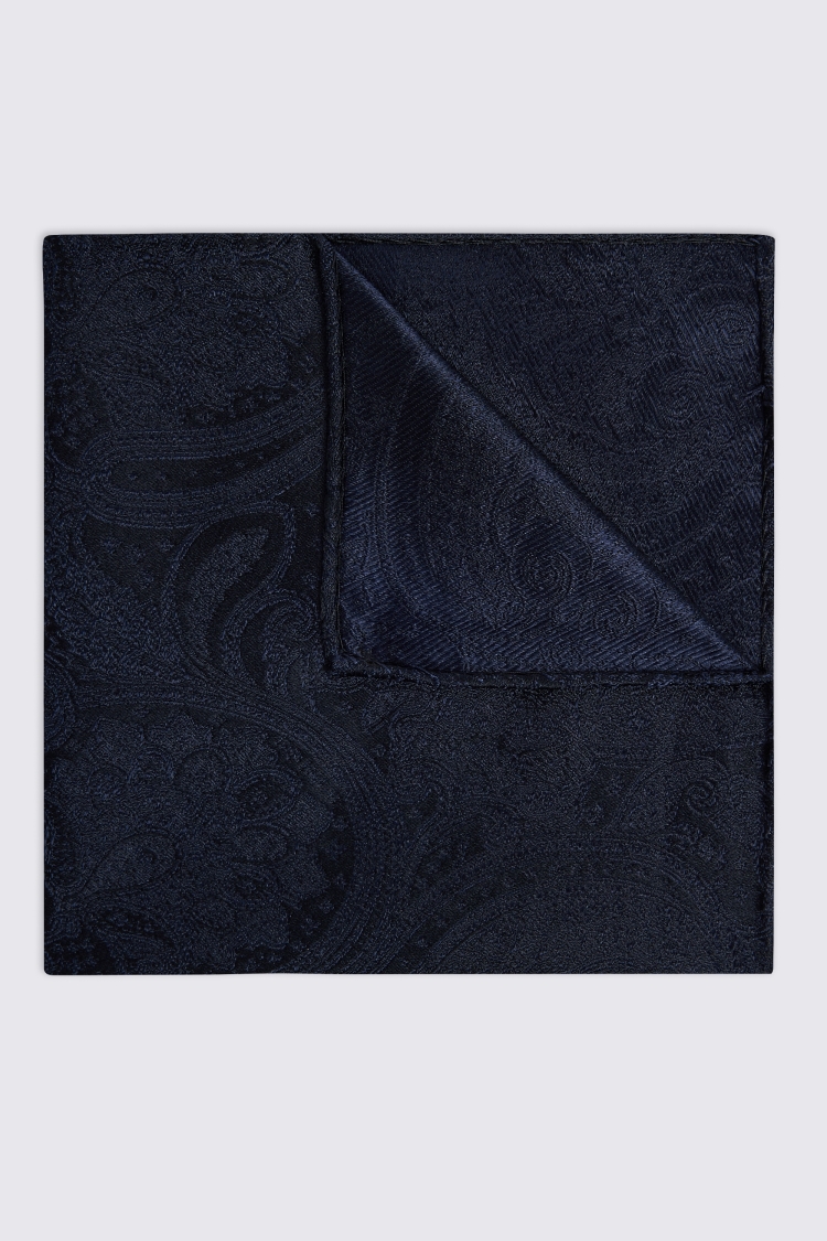 Navy Wedding Paisley Pocket Square