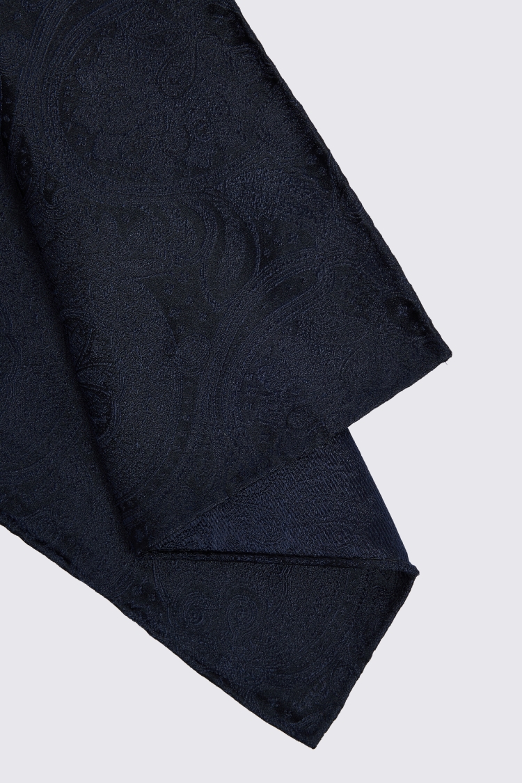 Navy Wedding Paisley Pocket Square