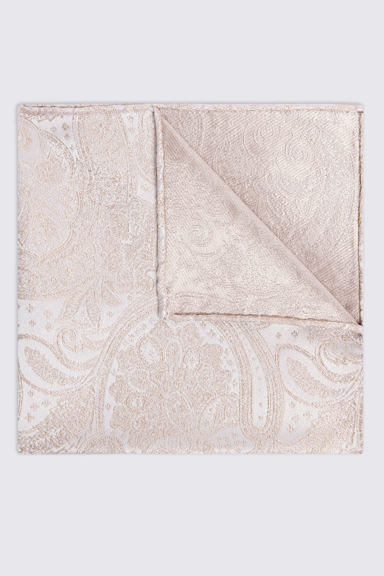 Champagne Wedding Paisley Pocket Square