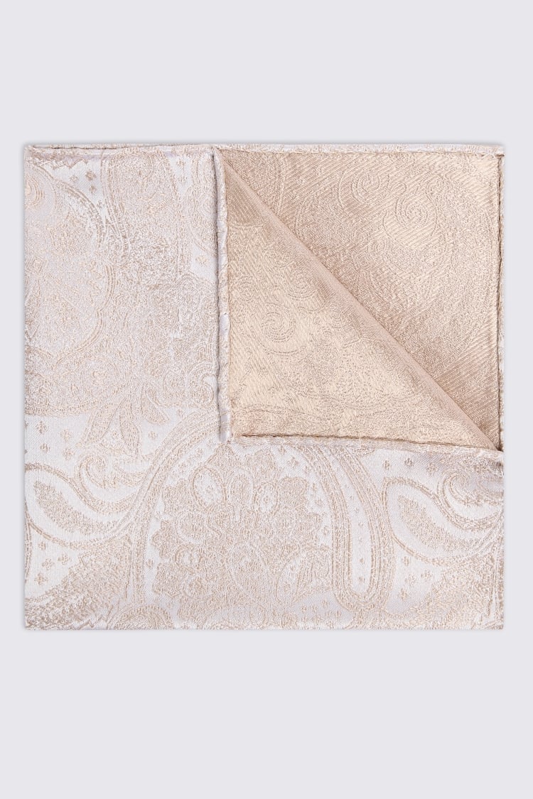 Champagne Wedding Paisley Pocket Square