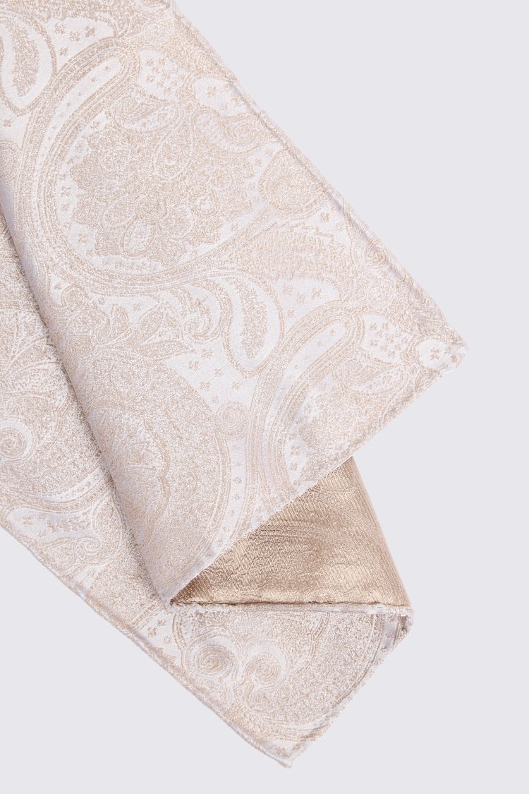 Champagne Wedding Paisley Pocket Square