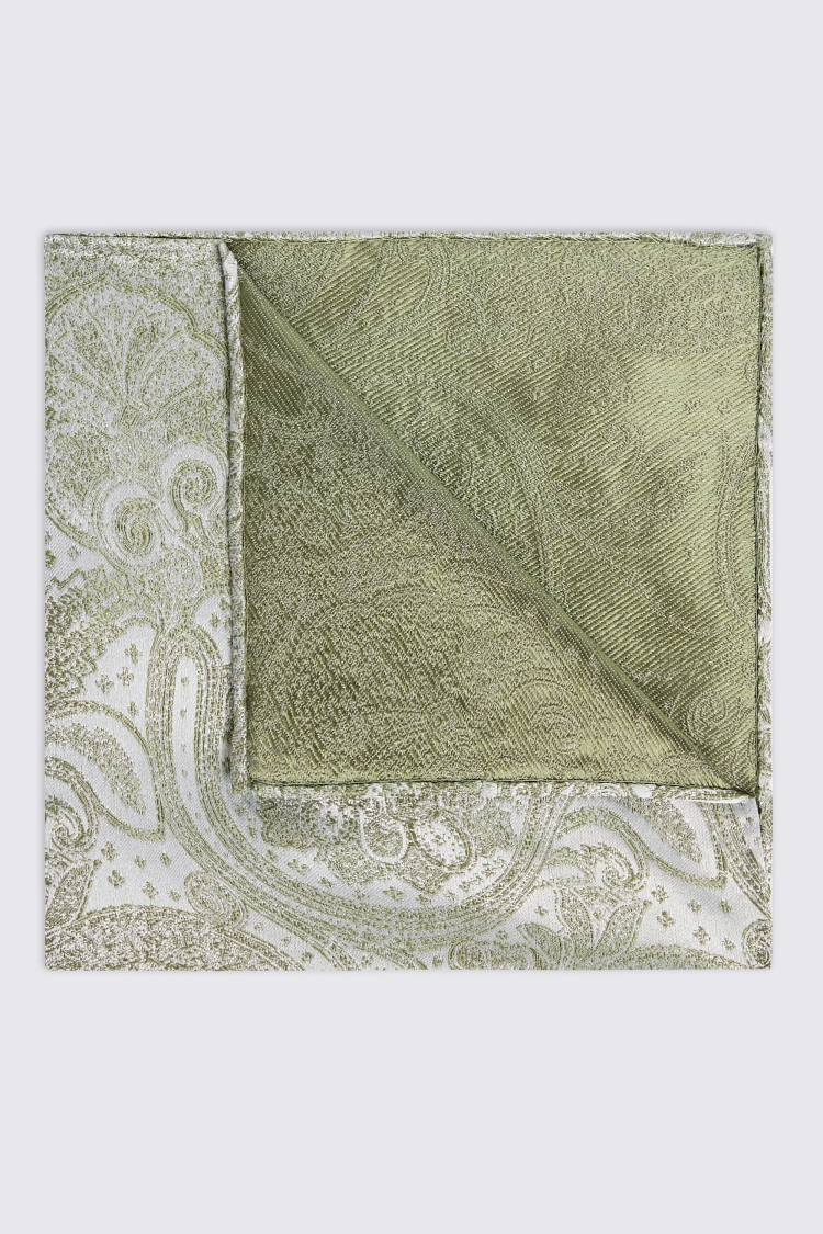 Sage Wedding Paisley Pocket Square