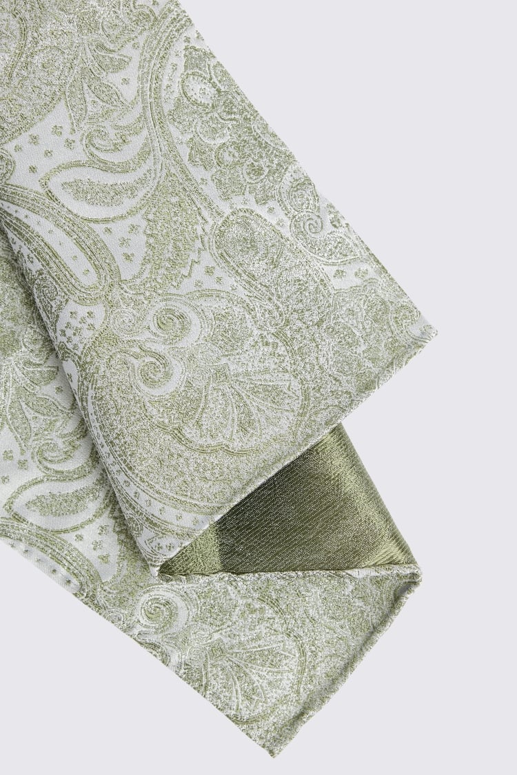 Sage Wedding Paisley Pocket Square