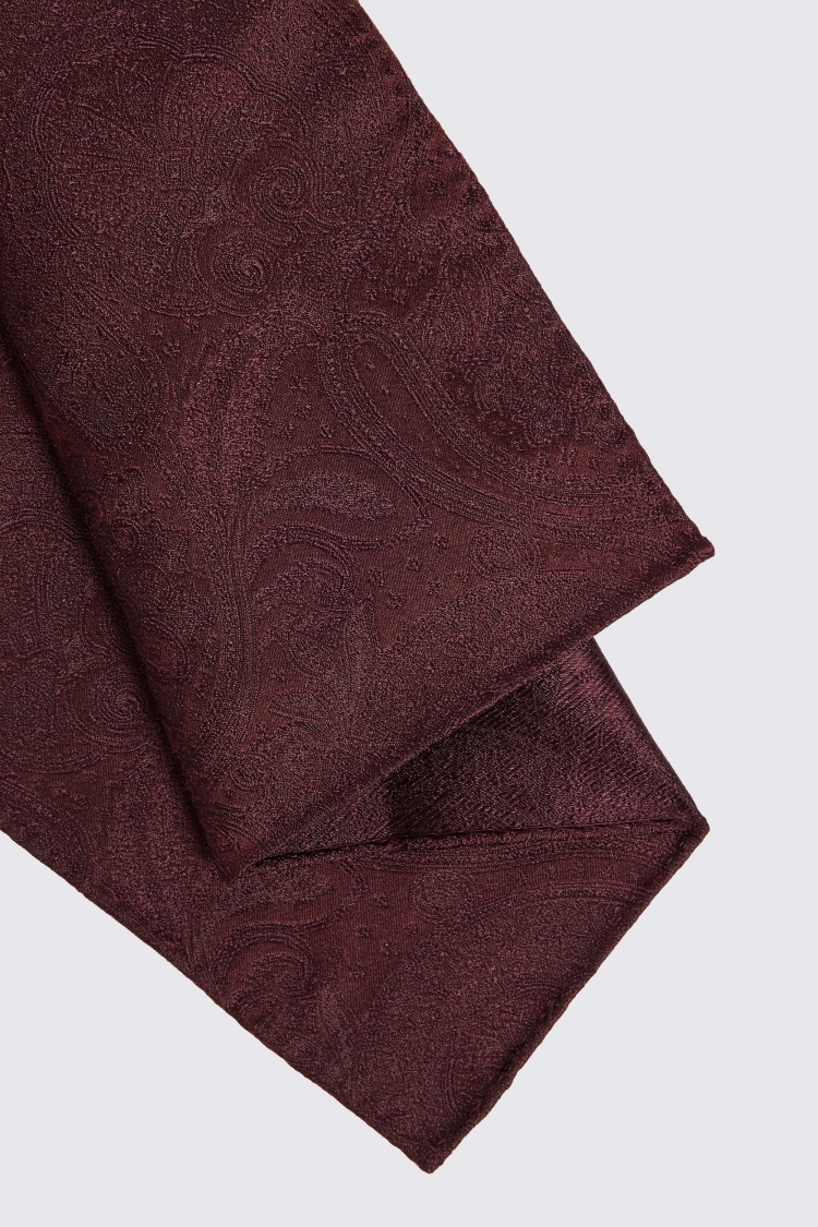 Burgundy Wedding Paisley Pocket Square