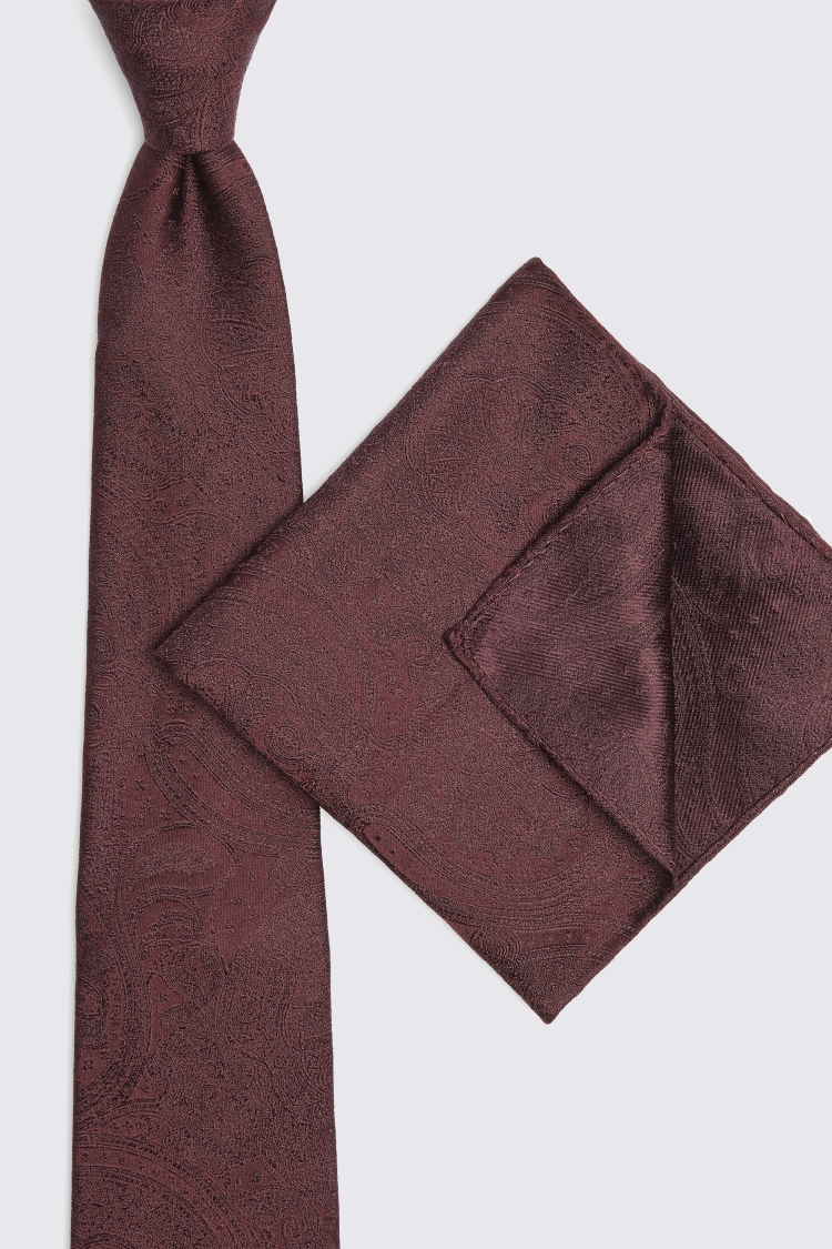 Burgundy Wedding Paisley Pocket Square