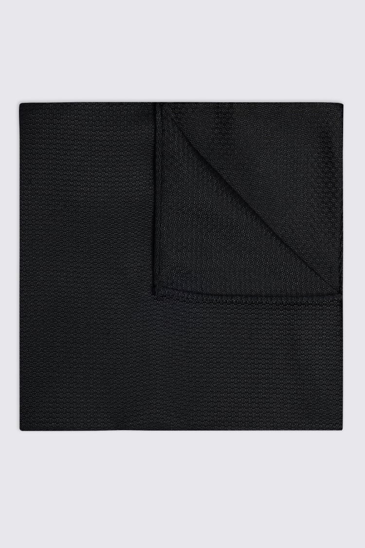 Black Silk Semi-Plain Pocket Square