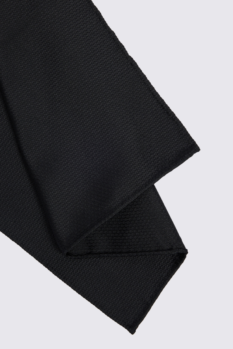 Black Silk Semi-Plain Pocket Square