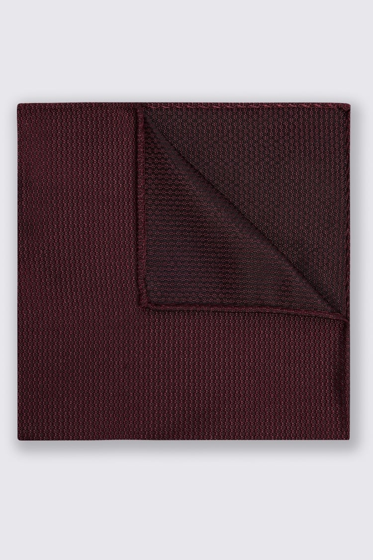 Burgundy Silk Semi-Plain Pocket Square