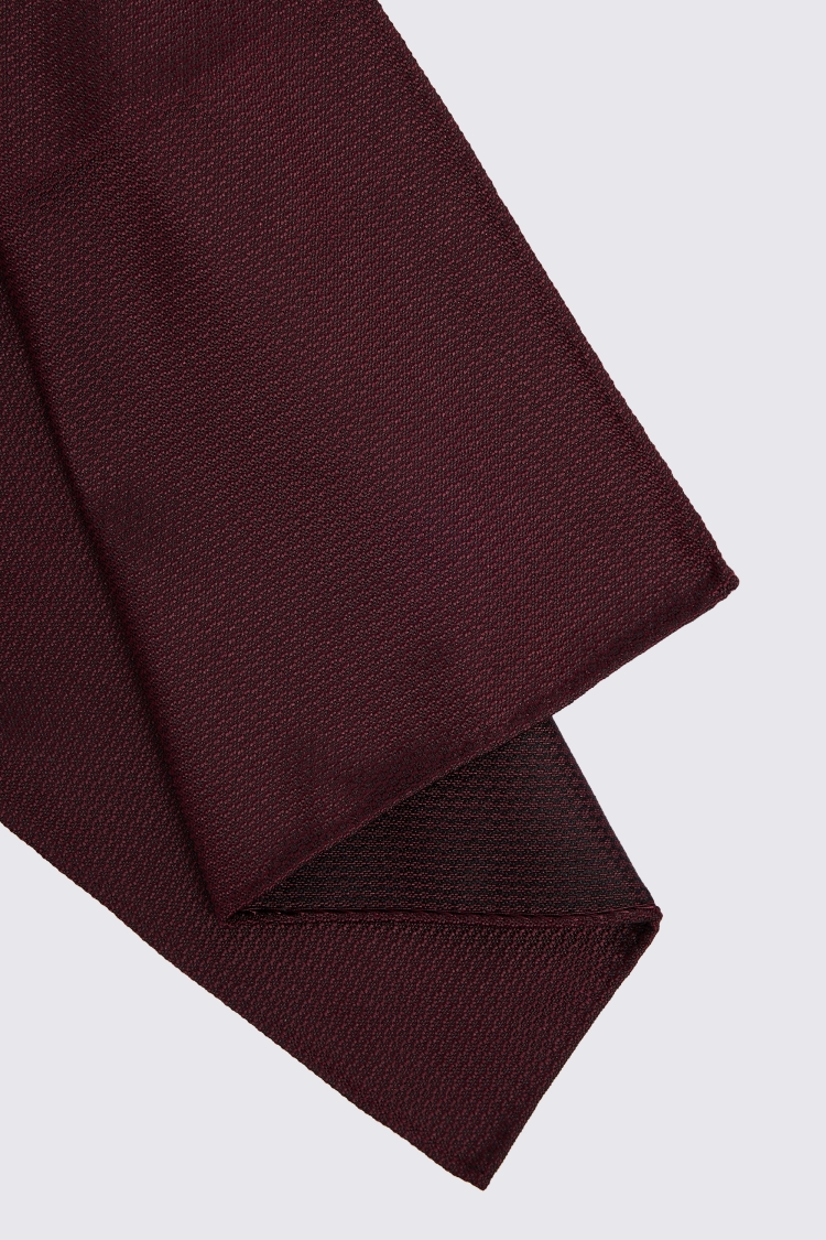 Burgundy Silk Semi-Plain Pocket Square