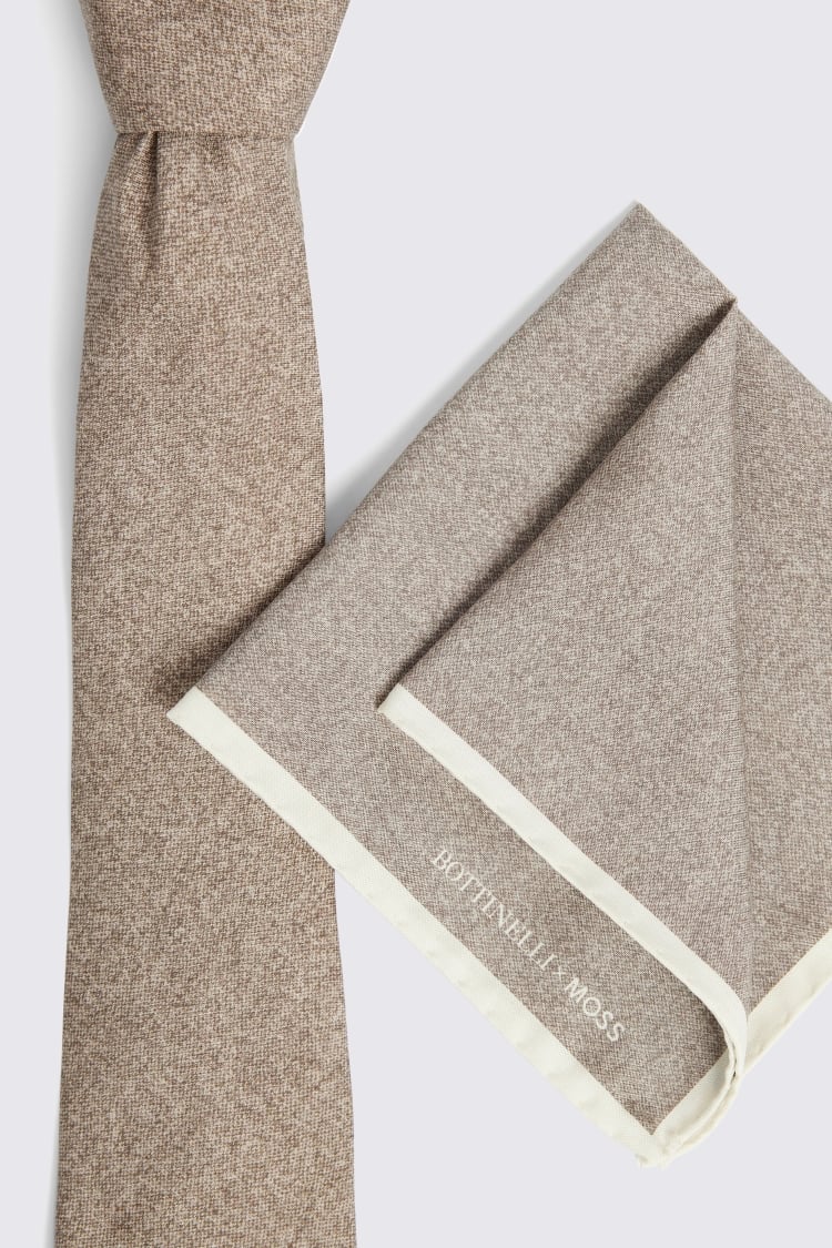 Bottinelli Taupe Semi-Plain Silk Tie 