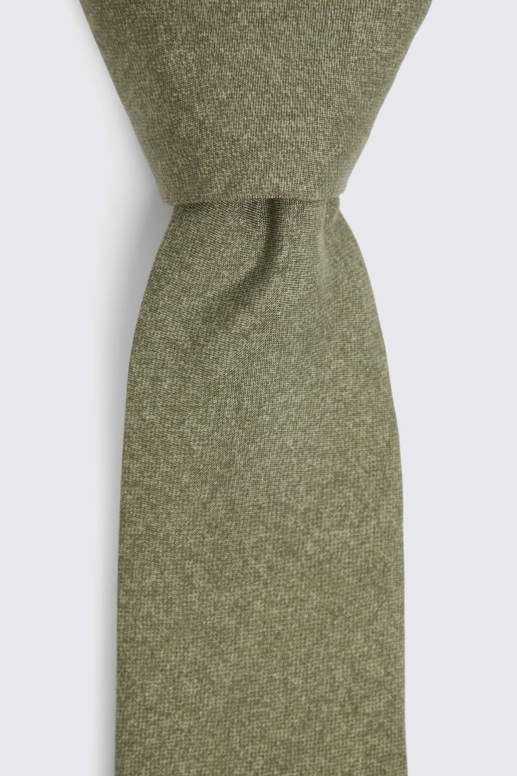 Bottinelli Olive Semi-Plain Silk Tie 