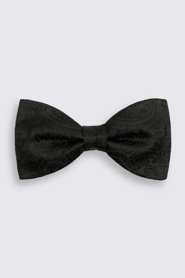 Black Silk Paisley Ready-Tie Bow Tie