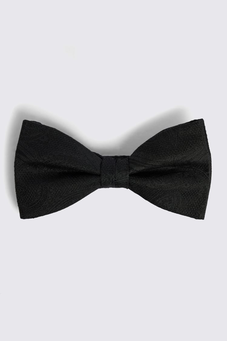 Black Silk Paisley Ready-Tie Bow Tie